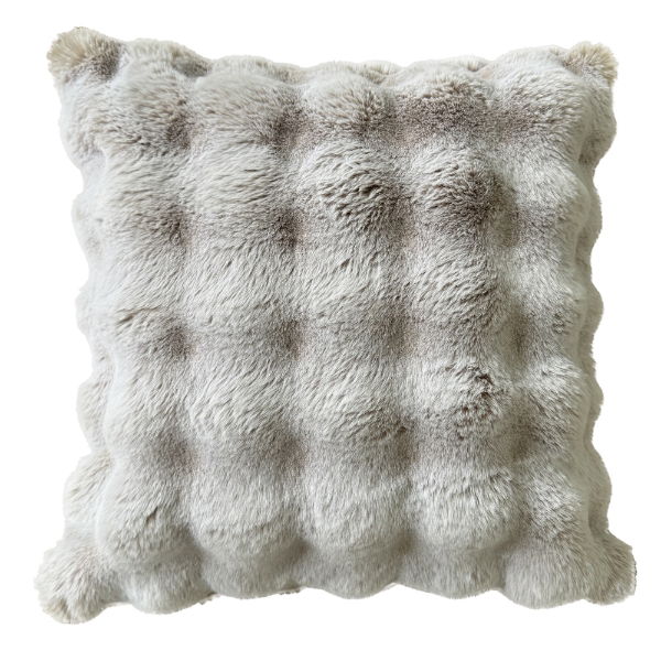 SCULPTED TIPPED CUSHION  IN FAUX FUR NATURAL 50 X 50