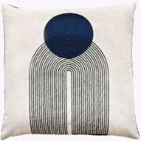 ART DECO DESIGN WITH CHAIN CREWEL STITCH NAVY 45 X 45