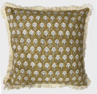 SARIKA PRINTED CUSHION  IN SWAMP GREEN 45X45CMS