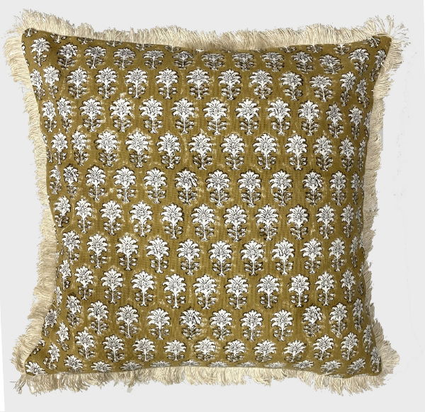 SARIKA PRINTED CUSHION  IN SWAMP GREEN 45X45CMS