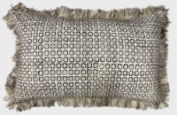 BLOCK PRINTED CUSHION  MOCHA 30X50CMS