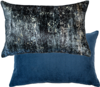 BLUE VELVET DISTRESSED CUSHION  35 X 55