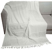 cotton tufted throw greige 130 x 180