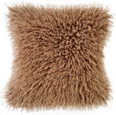 TEXTURED FAUX MONGOLIAN FUR CUSHION TERACOTTA  45 X 45