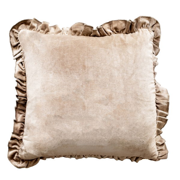 FRILL COTTON VELVET CUSHION MINK  45 X 45