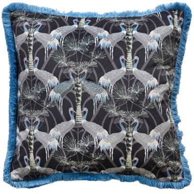 ART DECO BIRDS WITH FRINGING BLUE  45 X 45