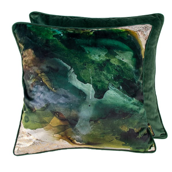 PRINTED CUSHION GREEN SPILT PAINT 45 X 45