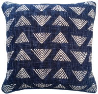 TRIANGLE PRINT ON LOOSE WEAVE INDIGO  45 X 45