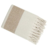 FAUX MOHAIR STRIPE IVORY/TAUPE 130 X 170