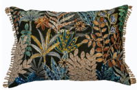 PRINTED JUNGLE CUSHION ON COTTON WITH EMBELLISHMENT AND HESS