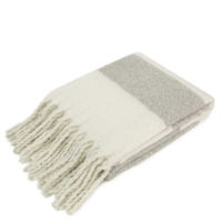 FAUX MOHAIR STRIPE IVORY/GREY 130 X 170