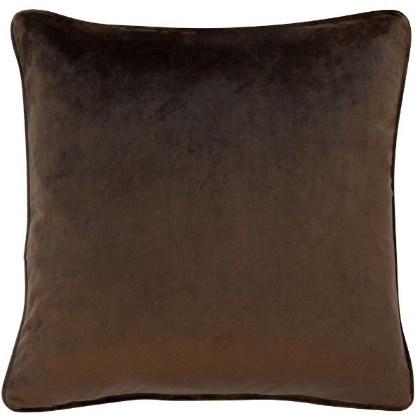 VELVET PIPED CUSHION CHOCOLATE 50X50