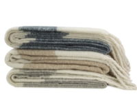 FAUX MOHAIR STRIPE IVORY/BLUE130 X 170