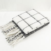 FAUX MOHAIR CHECK BLACK/IVORY  130 X 170