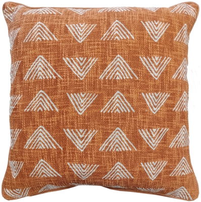 TRIANGLE PRINT ON LOOSE WEAVE ORANGE 45 X 45