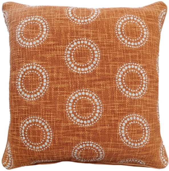 CIRCULAR DOT PRINT ON LOOSE WEAVE ORANGE  45 X 45