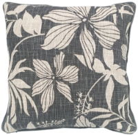 FLORAL PRINT ON LOOSE WEAVE BLACK  45 X 45