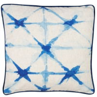 PRINTED SHIBORI STYLE BLUE FAUX LINEN 45 X 45