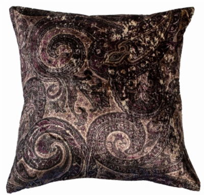 PAISLEY  VELVET CUSHION IN PLUM TONES 45 X 45