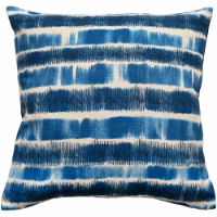 PRINTED INDIGO ABSTRACT ON FAUX LINEN 45 X 45