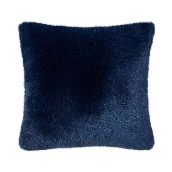 LONG HAIR FAUX  FUR CUSHION NAVY 50 X 50