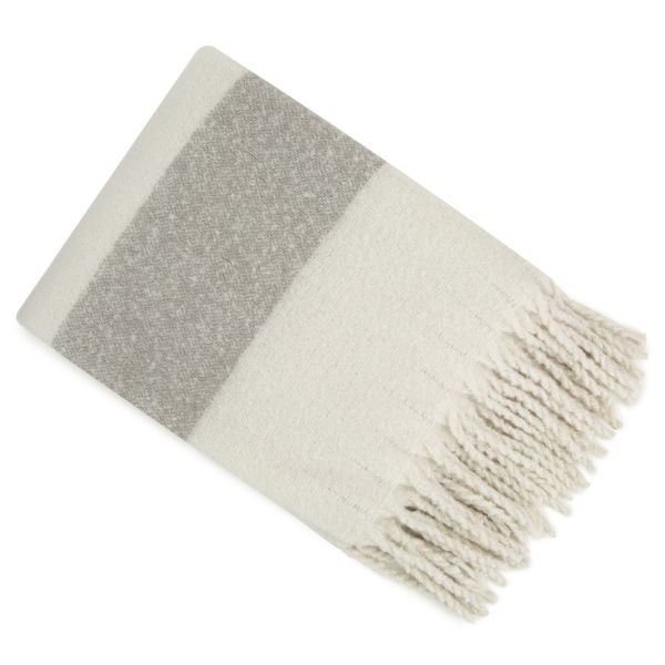 FAUX MOHAIR STRIPE IVORY/GREY 130 X 170