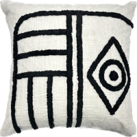 COTTON EMBROID TRIBLE B&W EYE DES 45 X 45