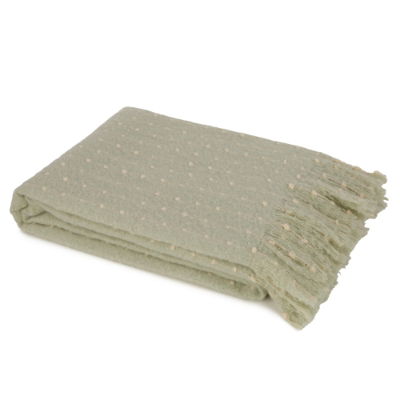 MINT RAISE DOT LINE THROW ON FAUX MOHAIR 130 X 180