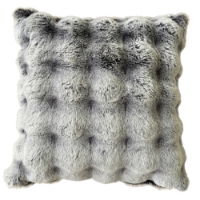 SCULPTED TIPPED CUSHION IN FAUX FUR SILVER  50 X 50