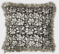 BLOCK PRINTED CUSHION MOCHA 45X45CMS