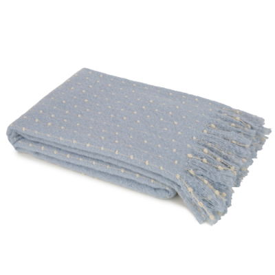 BLUE RAISE DOT LINE THROW ON FAUX MOHAIR 130 X 180