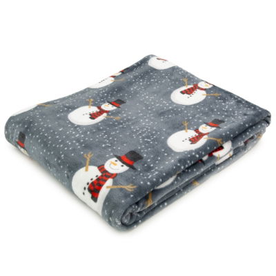 SNOWMAN PRINTED FLEECE THROW 150 X 200