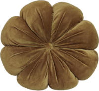 FLORAL SHAPED CUSHION IN COTTON VELVET  OLIVE