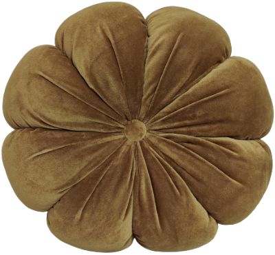 FLORAL SHAPED CUSHION IN COTTON VELVET  OLIVE