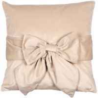 VELV CUSHION WITH BOW CREAM 45 X 45