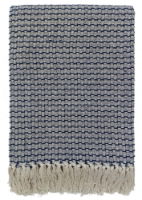 BASKET WEAVE PATTERN,RECYCLED YARN NAVY130 X 180