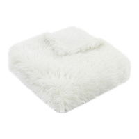 TEXTURED FAUX MONGOLIAN THROW WHITE  130 X 170