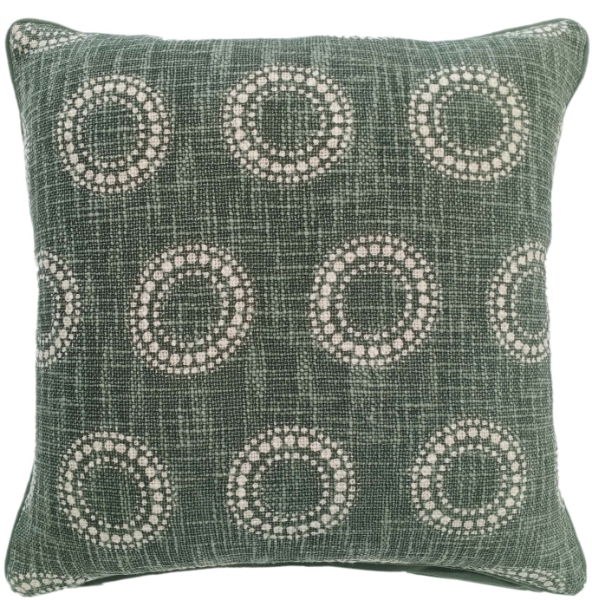 CIRCULAR DOT PRINT ON LOOSE WEAVE GREEN 45 X 45