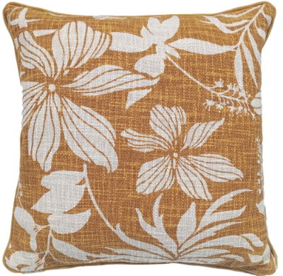 FLORAL PRINT ON LOOSE WEAVE MUSTARD  45 X 45