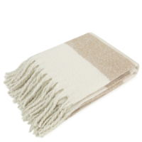 FAUX MOHAIR STRIPE IVORY/TAUPE 130 X 170