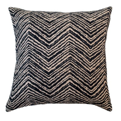 WOVEN BLACK AND WHITE CHEVRON CUSHION 50 X 50