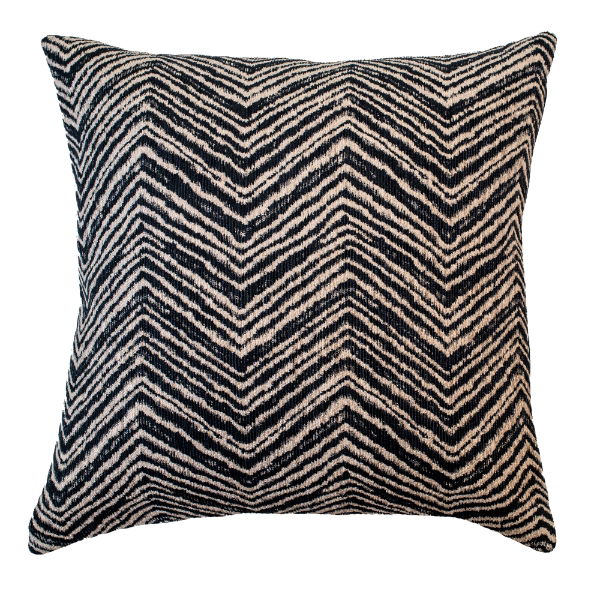 WOVEN BLACK AND WHITE CHEVRON CUSHION 50 X 50