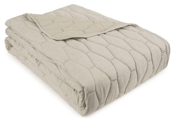 MELANGE LINEN LOOK QUILT -NATURAL 240 X 260