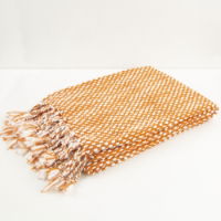 RAINDROP EFFECT THROW IVORY/RUST  130 X 180