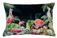 EMB FLAMINGOS ON BLACK VELVET  35 X 50