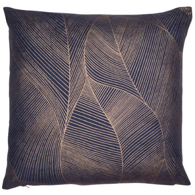 COPPER FOIL LEAF PRINT ON NAVY LINEN MIX 50 X 50