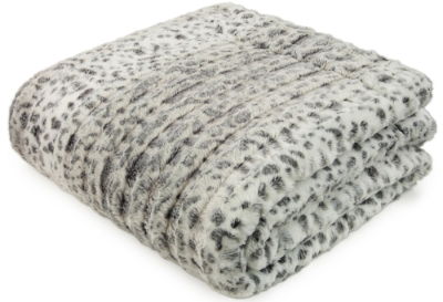 TACTILE FAUX FUR THROW GREY 150 X 200