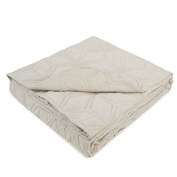 LINEN  LOOK HEXAGONAL QUILT CREAM 200 X 23