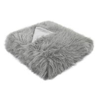 TEXTURED FAUX MONGOLIAN THROW GREY  130 X 170