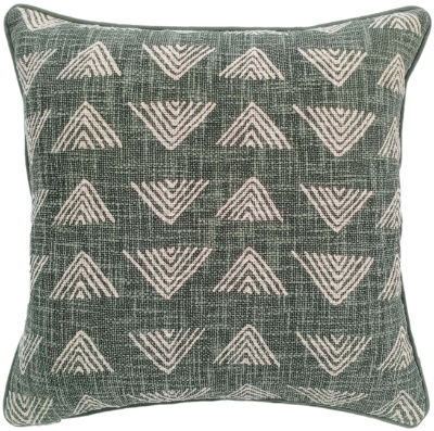 TRIANGLE PRINT ON LOOSE WEAVE GREEN  45 X 45